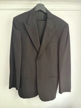 Hugo Boss Black Pinstripe Two-Button Suit with Peak Lapels